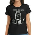 thumbnail image 1 of Womens Support Your Local Hillbilly Moonshine T-Shirt Black, 1 of 4