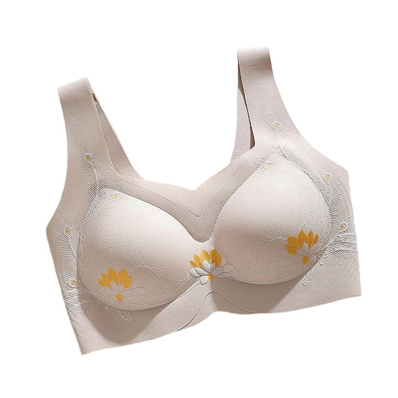 Womens Supportive Bras No Underwire Seamless Bralettes Full Coverage Push Up Breathable Comfortable Everyday Wear (L, Gray)