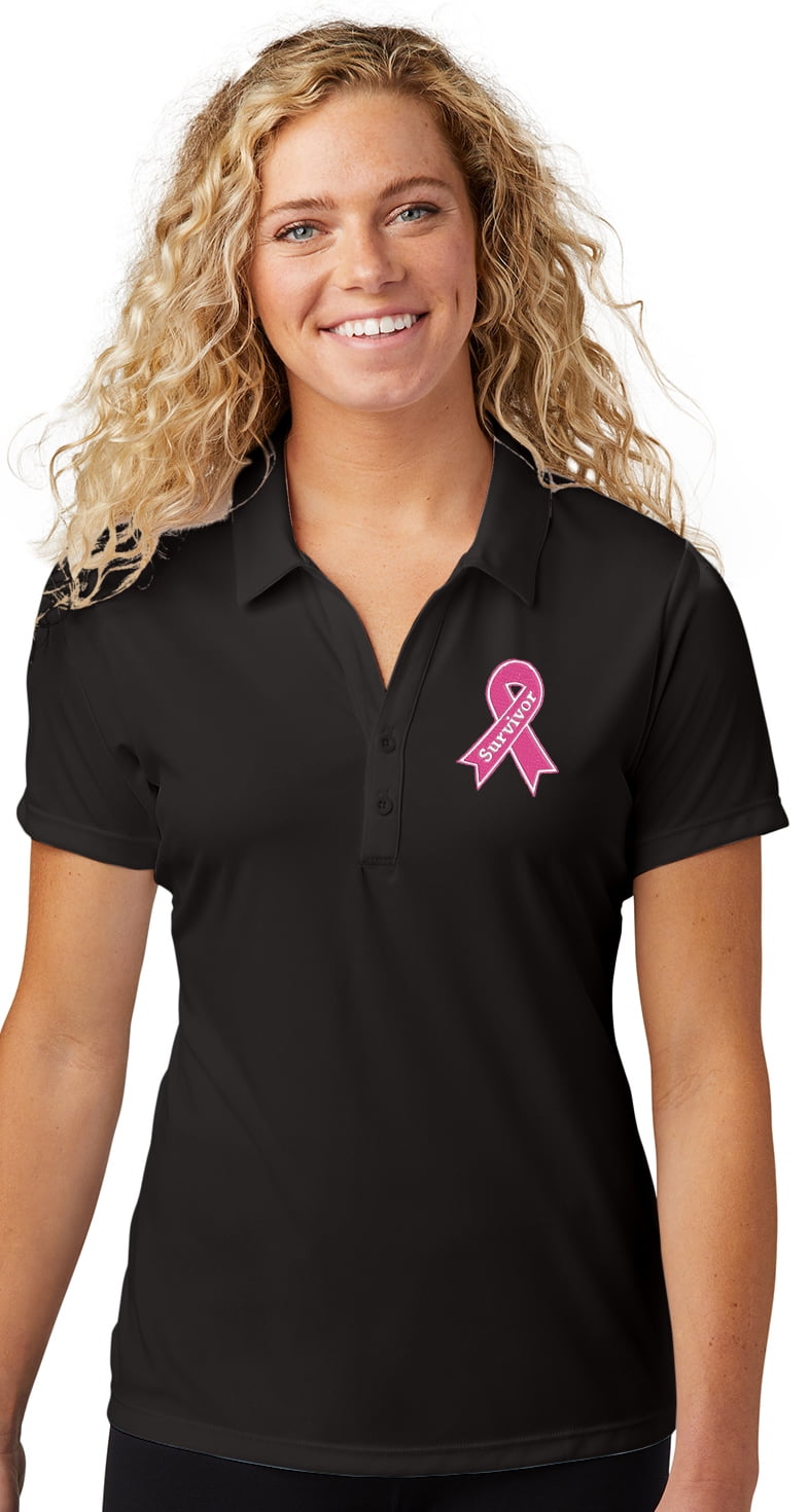 Womens Survivor Breast Cancer Awareness Patch Polo Shirt, Medium Iron Grey  - Walmart.com