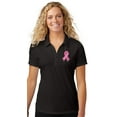thumbnail image 1 of Womens Survivor Breast Cancer Awareness Patch Polo Shirt, Small Black, 1 of 5