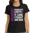 thumbnail image 1 of Womens Survivor It Came I Won Pancreatic Cancer Awareness T-Shirt Black 2X-Large, 1 of 5