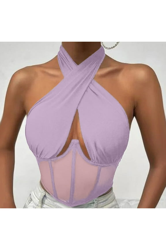 Womens Suspenders Fashion Sleeveless Hollow Out Top Irregular Neckline Fishbone Corset Vest Sleep Camisole Baggy Womens Top 80's Tops for Women Adult Tops for Women Womens Top Womens T Shirts Band Top