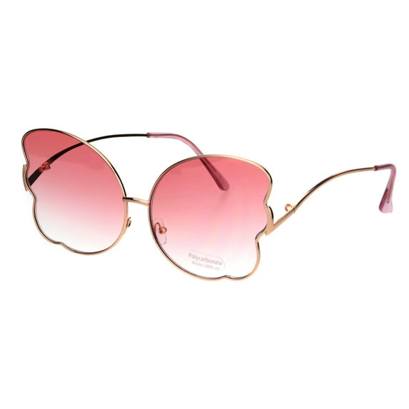 Womens Swan Wing Metal Rim Drop Temple Retro Fashion Sunglasses Gold Pink
