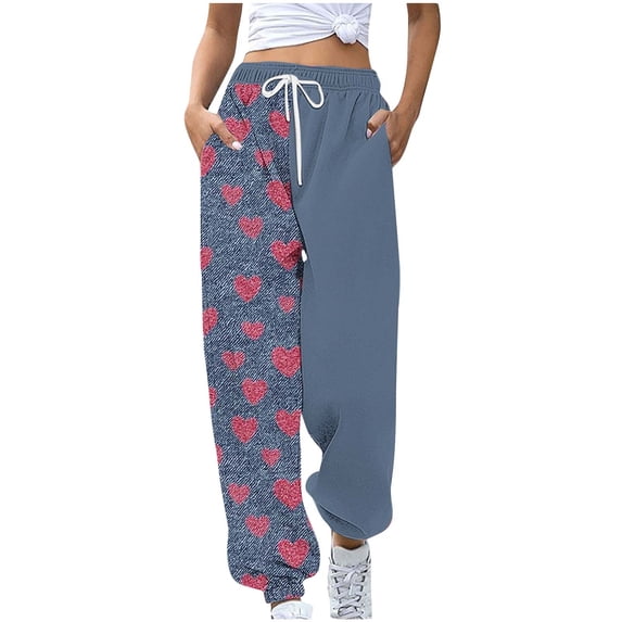 Womens Swear Pants Ndbuld Women's Casual Trousers Printing Drawstring Pants Waist Long Pants Sweatpants With Pocket Multicolor S