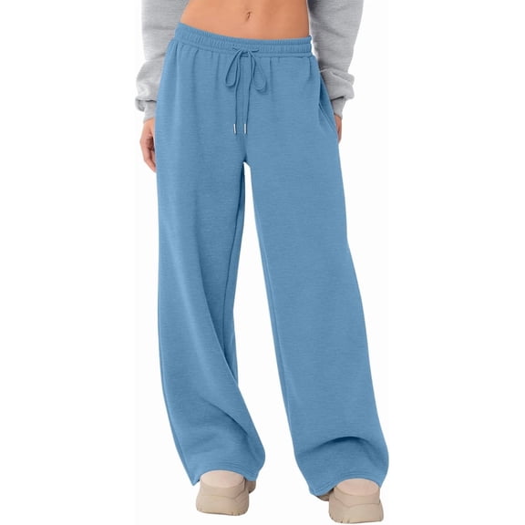 Womens Sweat Pants Wide Leg High Waisted Drawstring Workout Sweatpants Baggy Sweatpants Outdoor Joggers Trouser with Pockets