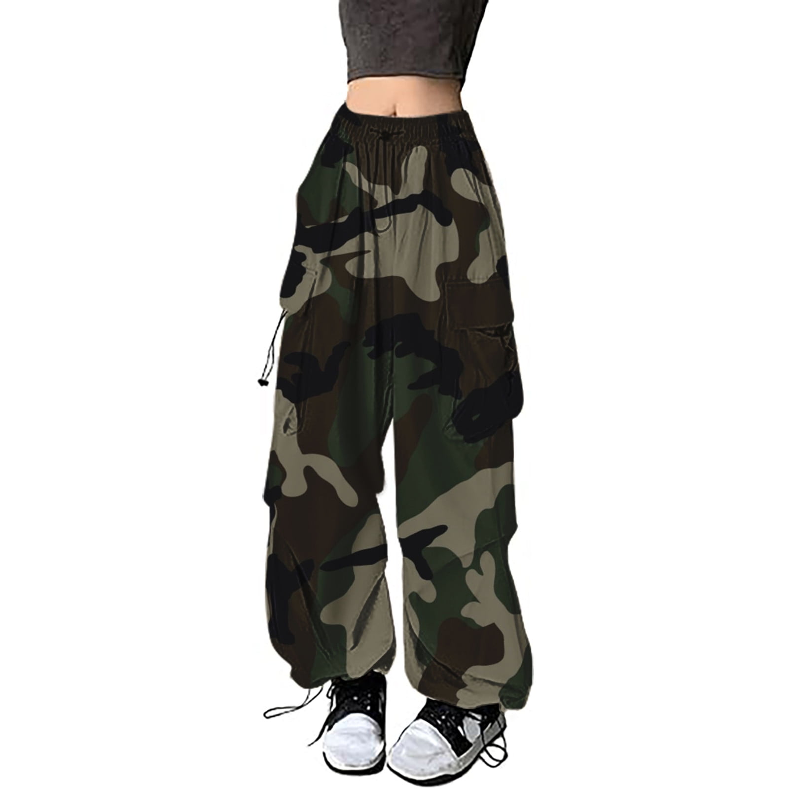Womens Sweat Pants Womens Baggy Cargo Camo Print Pants Streetwear