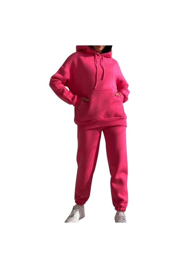 Womens Sweat Suits 2 Piece Hoodie Long Sleeve and Wide Leg Sweatpants Lounge Fall Matching Sets Women'S Athletic Clothing Sets