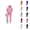 thumbnail image 1 of Womens Sweat Suits 2 Piece Set 2026 Winter Trendy Plain Lined Hoodie and Joggers Sweatpants Matching Set, 1 of 3