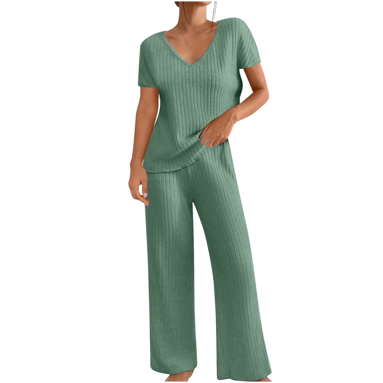 Womens Sweat Suits 2 Piece Set Women's 2 Piece Lounge Sets Ribbed Knit ...