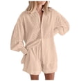 thumbnail image 1 of Womens Sweat Suits 2 Piece Set Women's Spring Summer Casual Set Puff Sleeve Long Sleeve Top with Matching Shorts Two Piece Outfit, 1 of 5