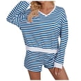 thumbnail image 1 of Womens Sweat Suits 2 Piece Set Women's Striped Matching Set Long Sleeve Sweatshirt and Drawstring Shorts Casual Two Piece Outfit, 1 of 5