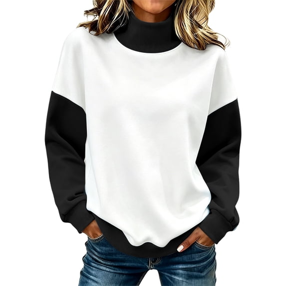 Women's Color Block Mock Neck Sweatshirt with Raglan Sleeves and Ribbed Cuffs Casual Top, M-2XL