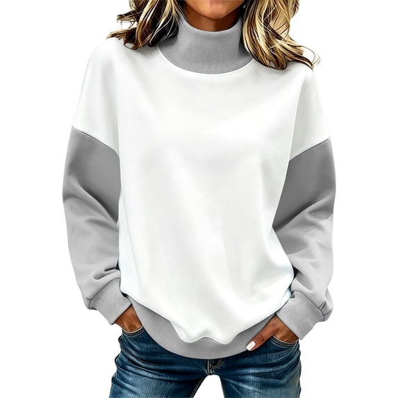 Women's Color Block Mock Neck Sweatshirt with Raglan Sleeves and Ribbed Cuffs Casual Top, M-2XL