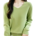 thumbnail image 1 of Womens Sweater Basic Tops, V Neck Sweaters for Women Spring Casual Knitted Solid Color Long Sleeve Pullover Fall Clothes, 1 of 5