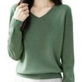 thumbnail image 1 of Womens Sweater Basic Tops, V Neck Sweaters for Women Spring Casual Knitted Solid Color Long Sleeve Pullover Fall Clothes, 1 of 5