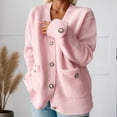 thumbnail image 1 of Womens Sweater Cardigan Jacket Butto Casual Solid Color Loose Cardigan Long Sleeved Sweater Jacket Pink M, 1 of 4