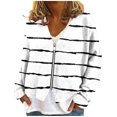 thumbnail image 1 of Womens Sweater Cardigans - Long Sleeve Striped Soft Knit Cardigan V Neck Button Up Jacket Fall Casual Outwear (M, White), 1 of 5