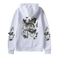 thumbnail image 1 of Womens Sweater Casual Butterfly Print Oversized Drop Shoulder Long Sleeve Hooded Fall Outwear,White,L, 1 of 3