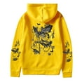 thumbnail image 1 of Womens Sweater Casual Butterfly Print Oversized Drop Shoulder Long Sleeve Hooded Fall Outwear,Yellow,2XL, 1 of 3