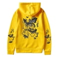 thumbnail image 1 of Womens Sweater Casual Butterfly Print Oversized Drop Shoulder Long Sleeve Hooded Fall Outwear,Yellow,XL, 1 of 3