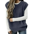 thumbnail image 1 of Womens Sweater Casual Knit Vest Oversized Round Neck Pullover Sleeveless Fall Outwear Winter Clothing, 1 of 5