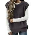 thumbnail image 1 of Womens Sweater Casual Knit Vest Oversized Round Neck Pullover Sleeveless Fall Outwear Winter Clothing, 1 of 5
