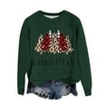 thumbnail image 1 of Womens Sweater Christmas Leopard Print Xmas Tree Long Sleeve Crew Neck Loose Fit Knitted Fall Sweaters, 1 of 2