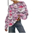 thumbnail image 1 of Womens Sweater Christmas Print Pullover Long Sleeved Warm Double-sided Velvet Sweater Pink M, 1 of 5
