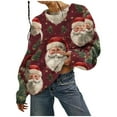 thumbnail image 1 of Womens Sweater Christmas Print Pullover Long Sleeved Warm Double-sided Velvet Sweater Red S, 1 of 5