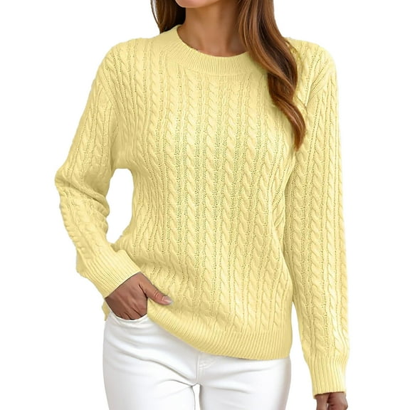 Womens Sweater Knit Solid Color Long Sleeve Warm Soft Wool Blend Winter Sweaters