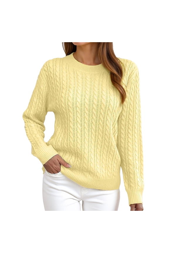 Womens Sweater Knit Solid Color Long Sleeve Warm Soft Wool Blend Winter Sweaters