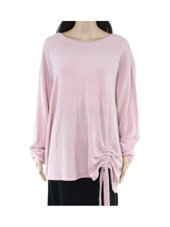 Womens Sweater Deep Plus Scoop Neck Drawstring-Hem 3X