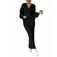 thumbnail image 1 of Womens Sweater Dress Knit Two Piece Maxi Skirt Sets Black M, 1 of 8