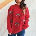 thumbnail image 1 of Womens Sweater Hanging Solid Color Long-sleeved Round Neck Casual Knitted Sweater Red L Sweater for Women, 1 of 6
