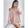 thumbnail image 1 of Womens Sweater Long Sleeve Crew Neck Pullover Fashion Knit Tops Pink S, 1 of 5
