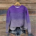 thumbnail image 1 of Womens Sweater Long Sleeve Gradient Printed Casual Loose Hoodless Sweater Blouse Purple S Sweater for Women, 1 of 4