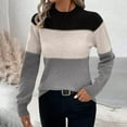 thumbnail image 1 of Womens Sweater Long Sleeved Knitted Round Neck Pullover Sweater Gray S Sweater for Women, 1 of 6