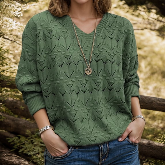 Womens Sweater Long-sleeved V Neck Hooded Jacket Casual Colored Cardigan Green M Sweater for Women