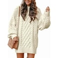 thumbnail image 1 of Womens Sweater Oversized Cable Knit Chunky Long Sleeve Crew Neck Short Dress Fall Vacation Winter Clothes S, 1 of 9
