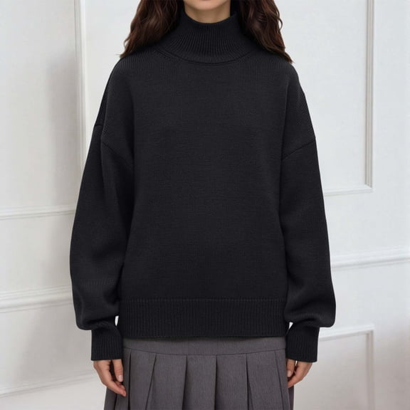 Womens Sweater Oversized Turtleneck Sweater Soft Knit Pullover Top Warm Winter Casual Blouse Cozy Fall Fashion Outerwear