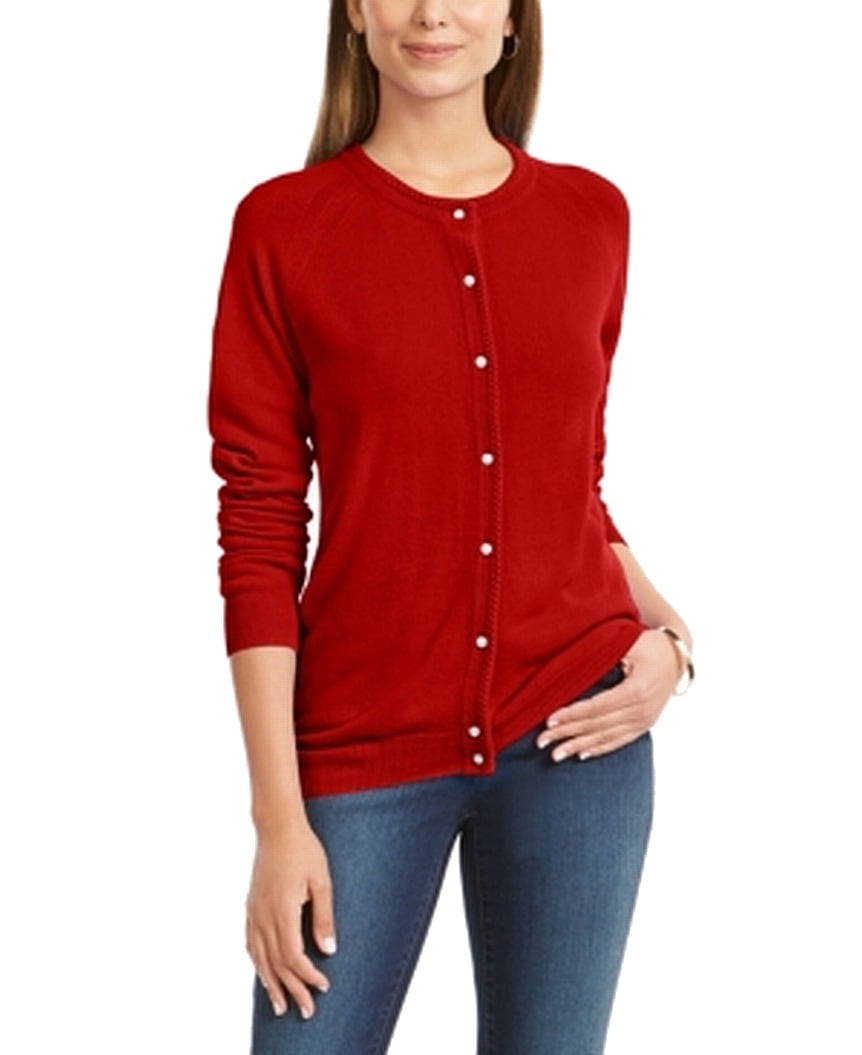Womens Sweater Petite Luxsoft Button Cardigan PP - Walmart.com