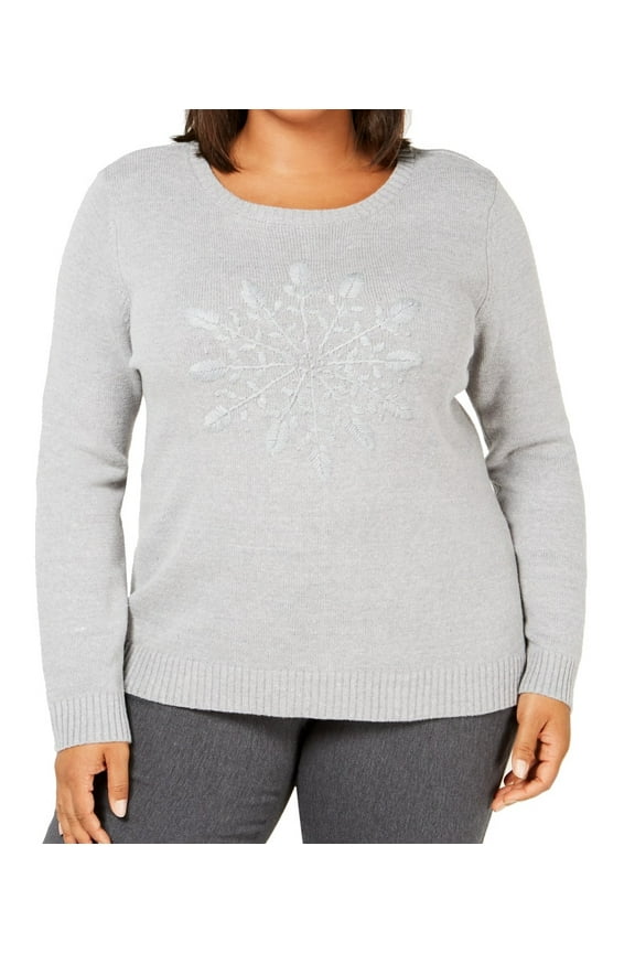 Womens Sweater Plus Embroidered Pullover 0X