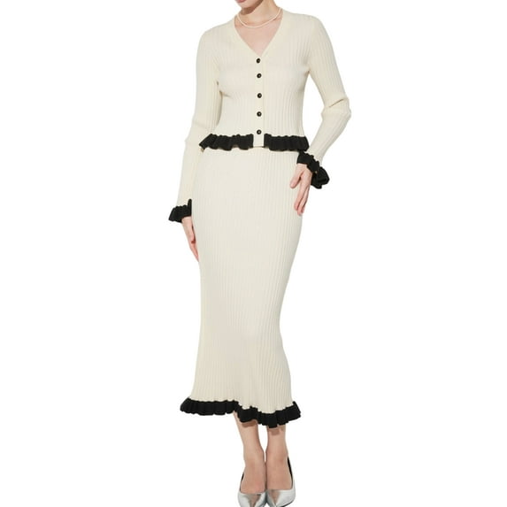 Womens Sweater Sets 2 Piece Outfits Sweater Skirt Set L