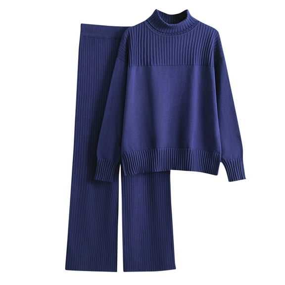 Womens Sweater Sets Usmixi Women 2 Piece Outfit Set Winter Turtleneck Soft Knit Pullover Sweater and Wide Leg Pant Lounge Sets Casual Solid Ladies Homewear Set Under $5