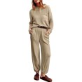 thumbnail image 1 of wycnly Holiday Sweater Sets for Women Womens Knitted 2 Pieces Outfit Sets Casual Solid Pullover Sweater Top and Jogger Pant Lounge Set with Pocket Ladies Tracksuit Sets up to 60% off, 1 of 5