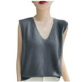 thumbnail image 1 of Womens Sweater Tank Tops Cropped, V Neck Knit Vests Sleeveless Pullover Knitwear Tops Casual Trendy Solid Sweaters Vests Yoga Tank Tops for Women Gray XL, 1 of 4