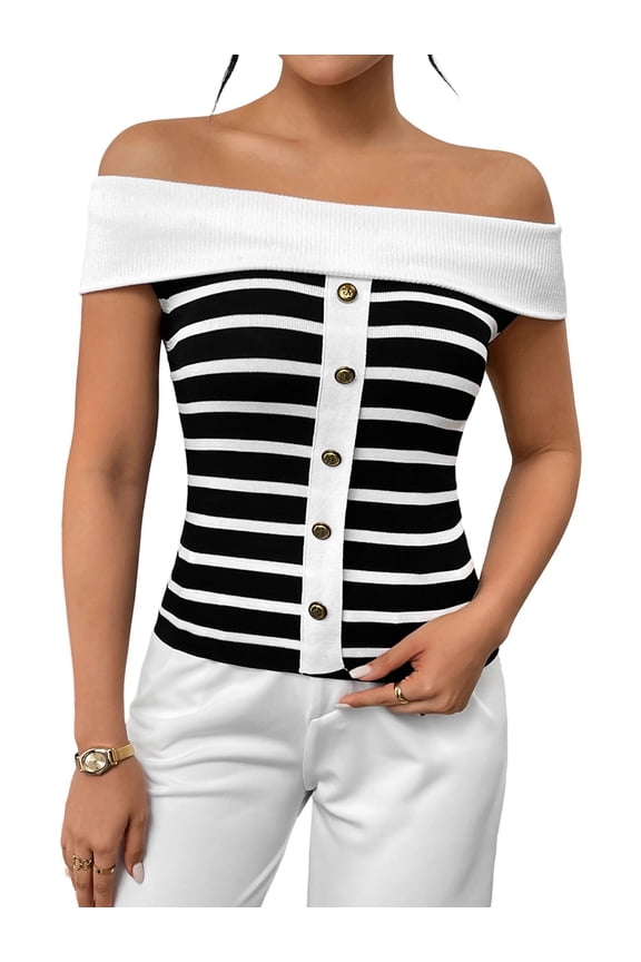 Womens Sweater Tops Summer Off Shoulder Sweaters Boat Neck Sleeveless Relaxed Fit Knitted Pullover Top White L