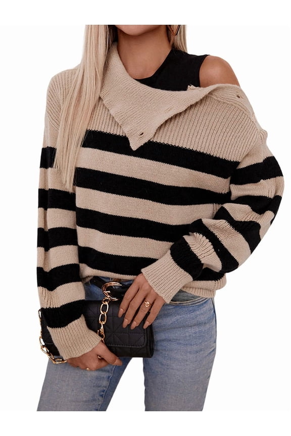 Womens Sweater Turtle Neck Knit Long Sleeve Fall Fashion Jumper Cozy Pullover Tops Khaki L