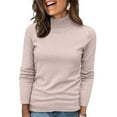 thumbnail image 1 of Womens Sweater Turtleneck 2025 Long Sleeve Knit Sweater Warm Cozy Pullover Elegant Ribbed Knitted Sweater Tops Beige XL, 1 of 5