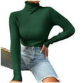 thumbnail image 1 of Womens Sweater Turtleneck Ribbed Knit Basic Pullover Sweater Slim Long Sleeve Soft Solid Color Tops Blouse Casual Basic Rib Tops, 1 of 6